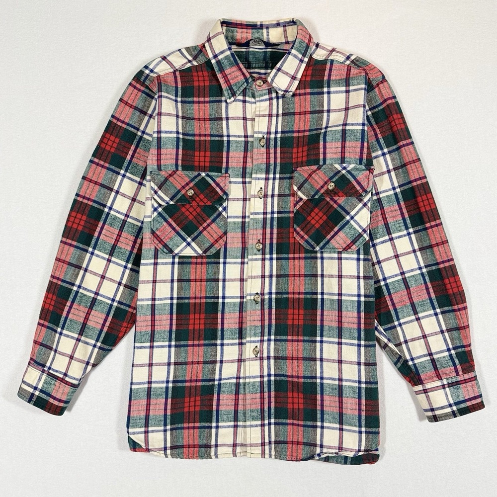 VINTAGE Woolrich Shirt Mens Large Heavy‎ Thick Flannel Tartan Pockets Lumberjack